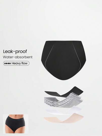 GLOWMODE 1 Pack Cool Confidence Mesh Quick-Dry Leak-Proof Water-Absorbent High Waist Period Briefs Underwear Menstruation Postpartum Daily Active Casual Work Wear