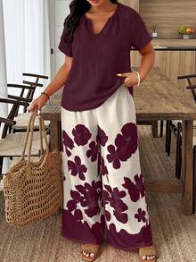 EMERY ROSE Ensemble 2 pièces imprimé décontracté grande taille - Multicolore - Voir 3