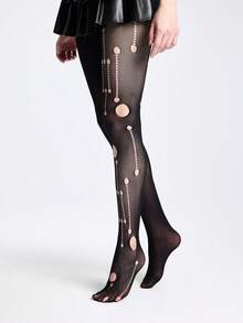 ROMWE Goth Solid Fishnet Tights - Black hole - View 5