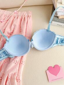 PetitDoll Women's Lace Bra, Sweet Gather Lift Bra - Blue - View 2