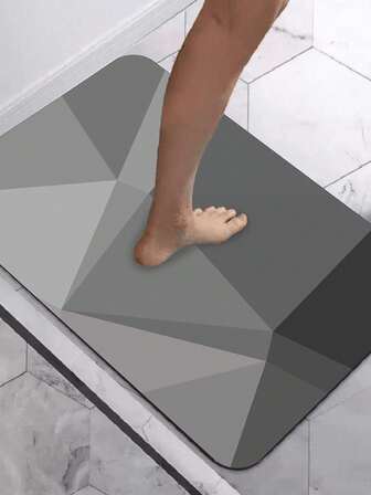 SHEIN 1 件 0.01 英寸厚 400 克柔软硅藻土浴室垫，涤纶毛绒防滑浴室垫，速干吸水，橡胶背衬，适用于浴室入口