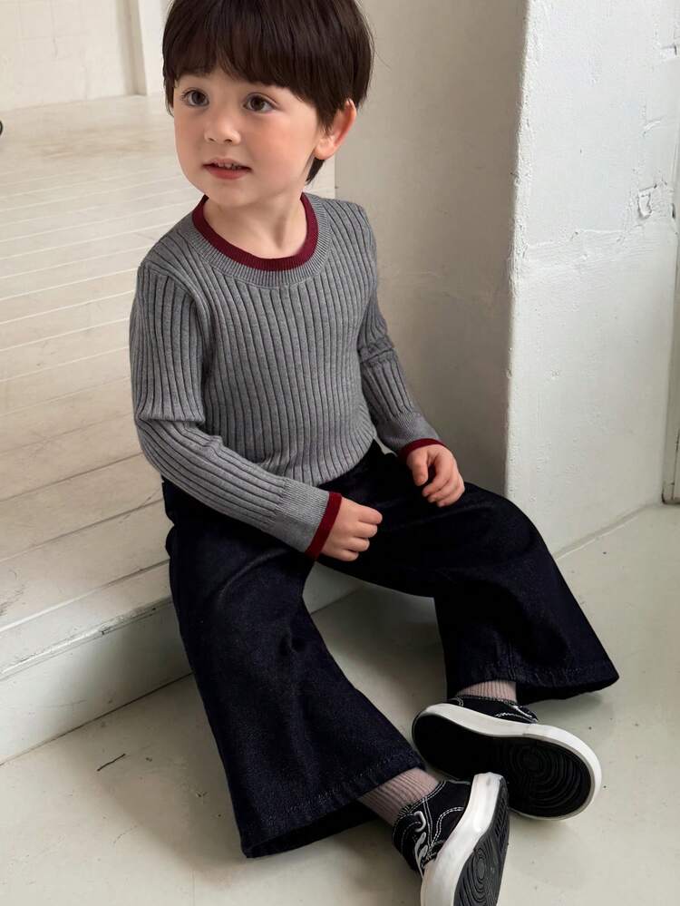 Baby Boys' Contrast Color 2 In 1 Long Sleeve Sweater, Autumn/Winter