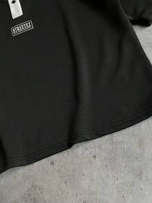 AXEPEAK 男士字母刺绣短袖休闲通勤 Polo 衫 - 黑色 - 查看 7