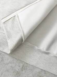 Rina Fox Plus Size Casual Loose Fit Long Sleeve Hooded Zip-Up Sweatshirt - Light Grey - View 5