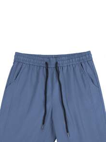 Manfinity Homme Men's Casual Drawstring Waist Solid Color Pants - Royal Blue - View 6