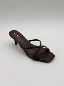 CUCCOO BIZCHIC 女士方头高跟鞋，优雅、甜美、浪漫，女士凉鞋，露趾鞋，适合下午茶、约会、时尚派对、工作装扮，风格优雅，百搭，万圣节适用 - 咖啡棕 - 查看 16