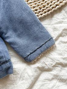 Vintaside Kids 男婴冬季字母刺绣翻领长袖保暖时尚牛仔夹克