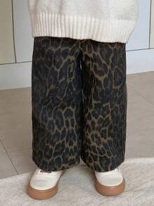 DAZY 豹纹印花休闲水洗街头风女婴牛仔服