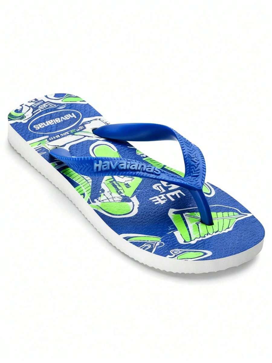 Havaianas HAV. KIDS Dép xỏ ngón đế bằng họa tiết chữ cái thoải mái, tiện dụng cho phụ nữ hàng ngày - Màu xanh lam - Xem 1