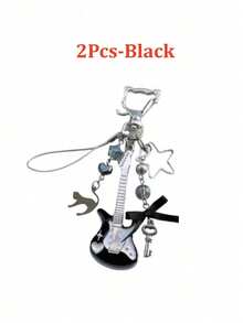 1pc/2pcs Cute Cat Guitar Bow Beaded Guitar Pendant, Adorable Keychain, Card Holder, Book Ccd Pendant, Christmas Gift, Exquisite Little Gift - Multicolor - View 10