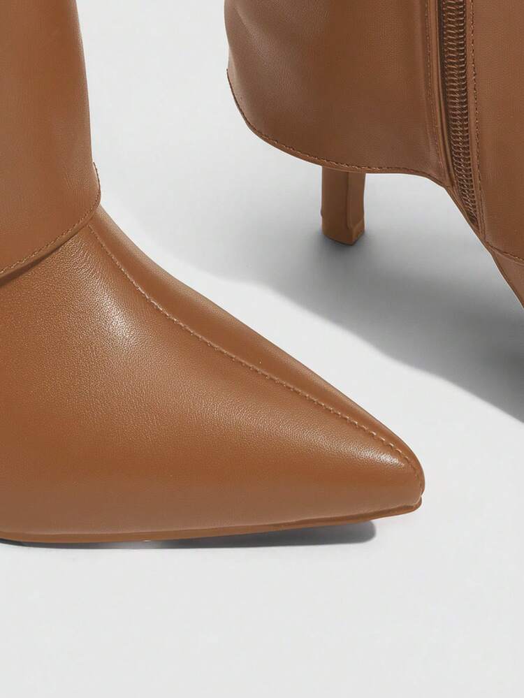 CUCCOO SZL Women's Solid Color Pointed Toe Fashionable Daily Versatile High Heel Ankle Boots For Christmas