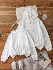 SHEIN | PAW Patrol Young Girl Casual Striped Cartoon Dog Print Crew Neck Sweatshirt, Autumn - White - View 6