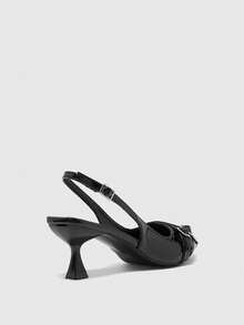 CUCCOO BIZCHIC 女士尖头细高跟黑色后跟多带时尚通勤百搭女士高跟穆勒鞋 - 黑色 - 查看 8