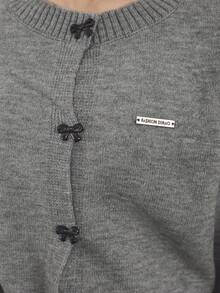 DAZY Teen Girl Bow Collar Long Sleeve Casual Knit Cardigan