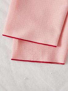 SHEIN 2件套女童珊瑚粉樱桃刺绣休闲宽松长裤和短袖上衣睡衣套装 - 珊瑚粉 - 查看 8