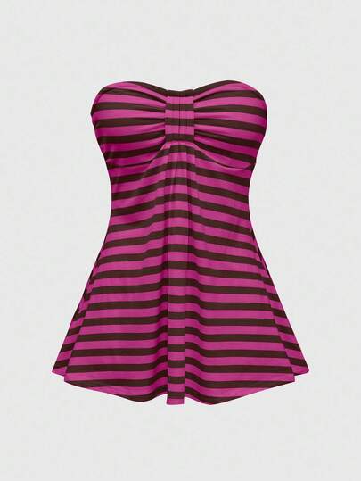 Goth Débardeur court rayé style Y2K