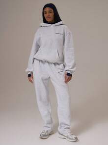 Musera Sport 运动刺绣套头连帽衫运动服上衣（仅限上衣）冬季运动健身健身服 - 灰色 - 查看 4