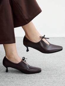 CUCCOO BIZCHIC Giày cao gót buộc dây thanh lịch dành cho nữ - màu nâu - Xem 1