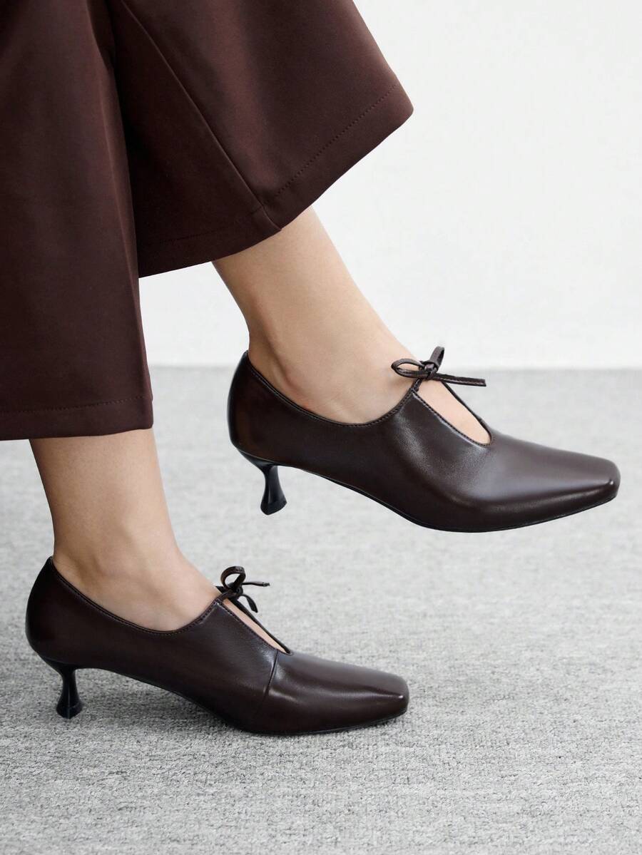 CUCCOO BIZCHIC Giày cao gót buộc dây thanh lịch dành cho nữ - màu nâu - Xem 1