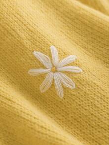 CosyJoli كنزة صوفية كاجوال فضفاضة بنمط زهور الأقحوان للنساء ذوات الحجم الكبير باللون الأصفر في فصلي الخريف والشتاء - أصفر - مشاهدة 4