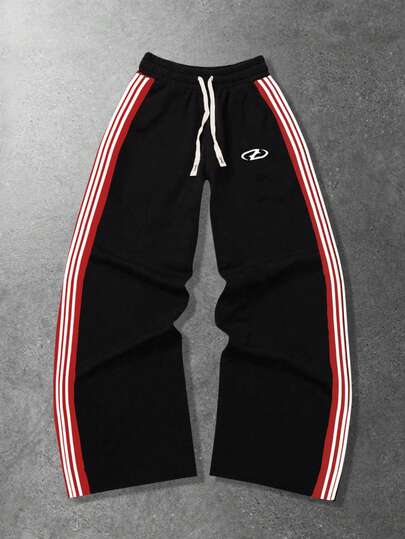 Pantaloni della tuta casual da uomo in stile punk da strada con strisce a contrasto