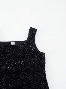 Sparklyn 青少年黑色亮片连衣裙，圣诞节 - 黑色 - 查看 4