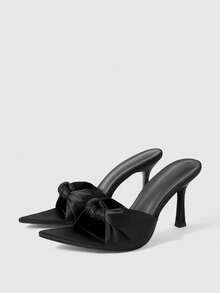 Sleekvia Giày sandal cao gót xoắn thanh lịch thời trang dành cho nữ - màu đen - Xem 10