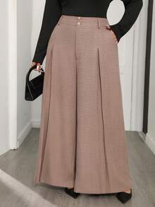 Modelyn 2026新款大码时尚百搭纯色阔腿裤 - 淺灰紫 - 查看 7