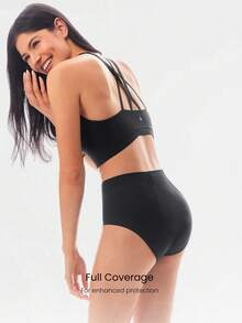 GLOWMODE 1 Pack Cool Confidence Mesh Quick-Dry Leak-Proof Water-Absorbent High Waist Period Briefs Underwear Menstruation Postpartum Daily Active Casual Work Wear - Black - View 5