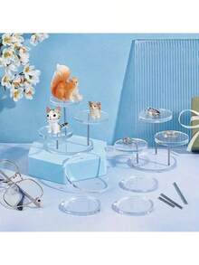 1 chiếc hoặc 1 bộ đế bánh acrylic, đế bánh cupcake tròn, trưng bày món tráng miệng trong suốt, bánh cốc trà chiều có đèn chùm pha lê cho tiệc cưới, tiệc sinh nhật, tiệc chào đón em bé, trang trí bàn ăn (Tự lắp đặt và vận hành dễ dàng, số lượng phụ kiện cụ thể được chỉ định trong sơ đồ SKU) - Trong sáng - Xem 9