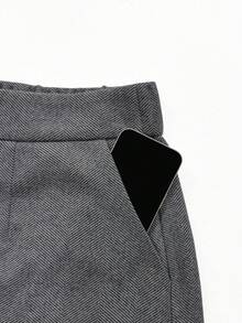 EMERY ROSE Pantalones cortos delgados con patrón de espiga y botón en la cintura para mujer de talla grande - Multicolor - Ver 3