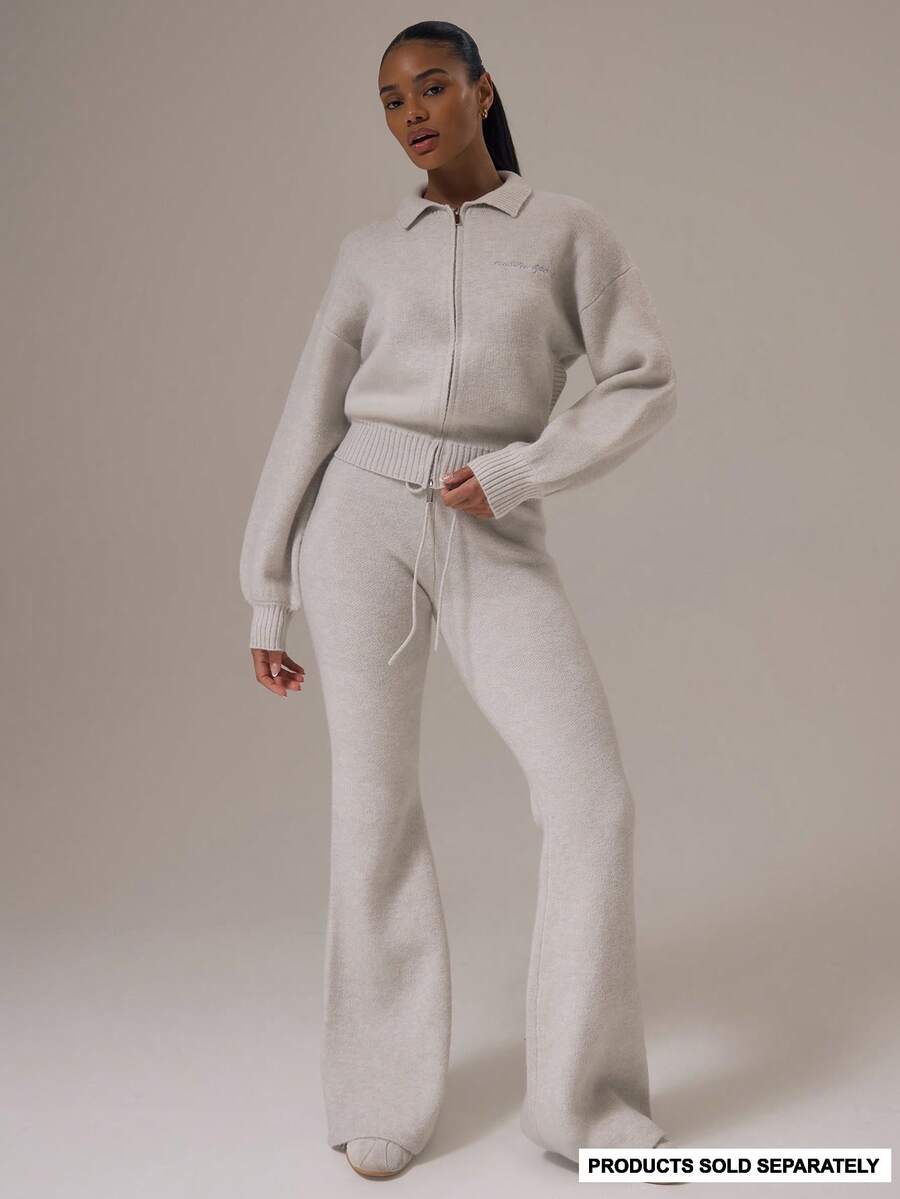 Musera Sport 运动针织系带腰部喇叭裤，仅限秋冬季运动服，适合健身房锻炼。