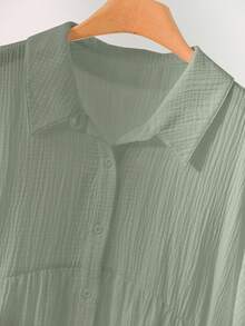 CosyJoli Camisa tipo cárdigan de manga dolman para tallas grandes - verde menta - Ver 5