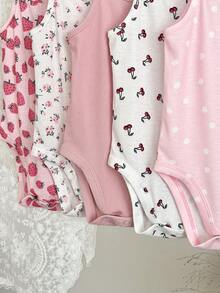 LMoss Kids Bộ 5 món áo liền thân dệt kim màu trơn, mềm mại, co giãn, thích hợp mặc mùa hè cho bé gái. - Nhiều màu - Xem 4