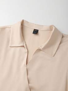 Franclia Women's Elegant Collared Crossover Loose Long-Sleeved Shirt And Plaid A-Line Skirt Two-Piece Set, Summer Outfit, Women's Summer Suit, Women's Spring Outfit, Women's Elegant Shirt, Women's Casual Top, Elegant Suit, Casual Jumpsuit, Apricot Shirt And Khaki Skirt Set.Graduation Season Attire, Fashionable Casual Commuter Wear, Business Office Wear, Versatile And Stylish Everyday Casual Wear, Urban Teacher's Professional Attire,Turkish Abaya, Arab Long Robe Fall Cloth For Women - Multicolor - View 3