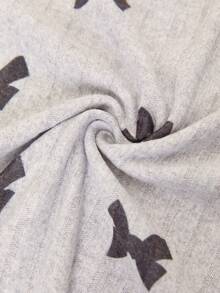 EURMUSE Cotton Bow Print Short Sleeve Pajama Set – Soft Breathable Summer Sleepwear - Grey - View 7