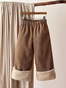Blossori Young Girl High Waist Elegant Loose Wide Leg Pants - Khaki - View 3