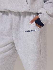 Musera Sport Sport Mid Rise Wide Leg Tracksuit Bottoms Only Winter Activewear Sport Gym Workout - Light Grey - View 5