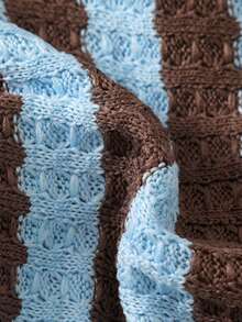 Swim Mod 2-Piece Striped Textured Fabric Beaded Halter Neck Triangle Bikini Top And Side Tie Swim Bottoms Sexy Bikini Set, Spring/Summer Striped Bikini Women Two Piece Swimsuit Vacation Bikini Set Two Piece Bikini Set Bikini Beach Set Vacation Holiday Halter Bikini Swimsuit Knitted Bathing Suit Bikini Top Triangle Modest Bikini Set Stripe Bikini - Multicolor - View 8