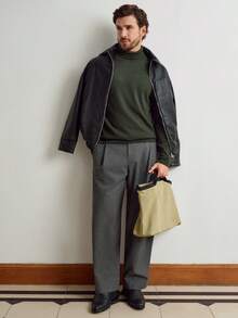 Manfinity CityGents Men's Solid Color Turtleneck Long Sleeve Casual Fleece Sweater, Autumn/Winter - Army Green - View 5