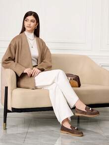 Sleekvia Mocassins Planos Casuais, Moda, Confortáveis e Versáteis com Decoração de Borla, Adequados para Caminhada, Viagem e Férias