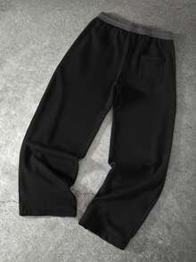 PAVTROS 男士拼色圆领长袖休闲运动衫和运动裤宽松套装，秋季，男士两件套，男士两件套运动裤，男士运动服，男士两件套春秋季 18 25 63 77，舒适服装 - 深灰色 - 查看 13