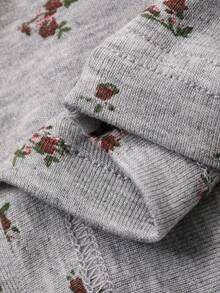 DAZY 少女碎花长袖上衣和裤子睡衣套装 - 灰色 - 查看 6