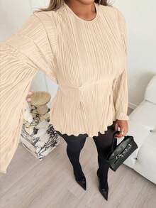 Xyvia Women's Pleated Waist Elegant Commute & Date Shirt, Autumn