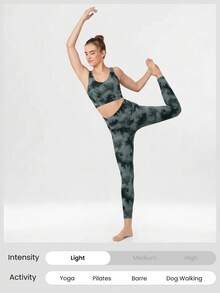 GLOWMODE FeatherFit™ U Back Cropped Active Tank Top Low Impact Yoga Daily  Spring Summer - Dark Green - View 6