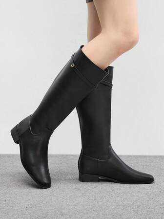 CUCCOO BIZCHIC Women's Solid Color Knee-High Boots, Casual & Minimalist, Autumn/Winter For Christmas