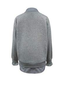 Resyla Women's Knight Print Patchwork Striped Long Sleeve Casual Sweatshirt