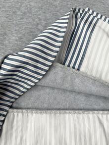 Resyla Women's Knight Print Patchwork Striped Long Sleeve Casual Sweatshirt