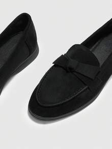 CUCCOO BIZCHIC Giày lười nơ da lộn màu đen thời trang dành cho nữ, giày bệt thoải mái, phù hợp cho hoạt động ngoài trời, đi làm, mặc hàng ngày - màu đen - Xem 7