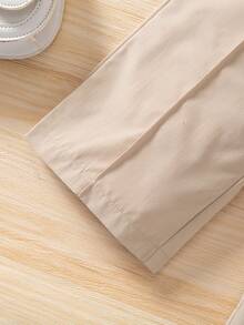 2pcs Girls Elegant Layered Cap Sleeve Top And Straight Leg Pants Set - Apricot - View 8